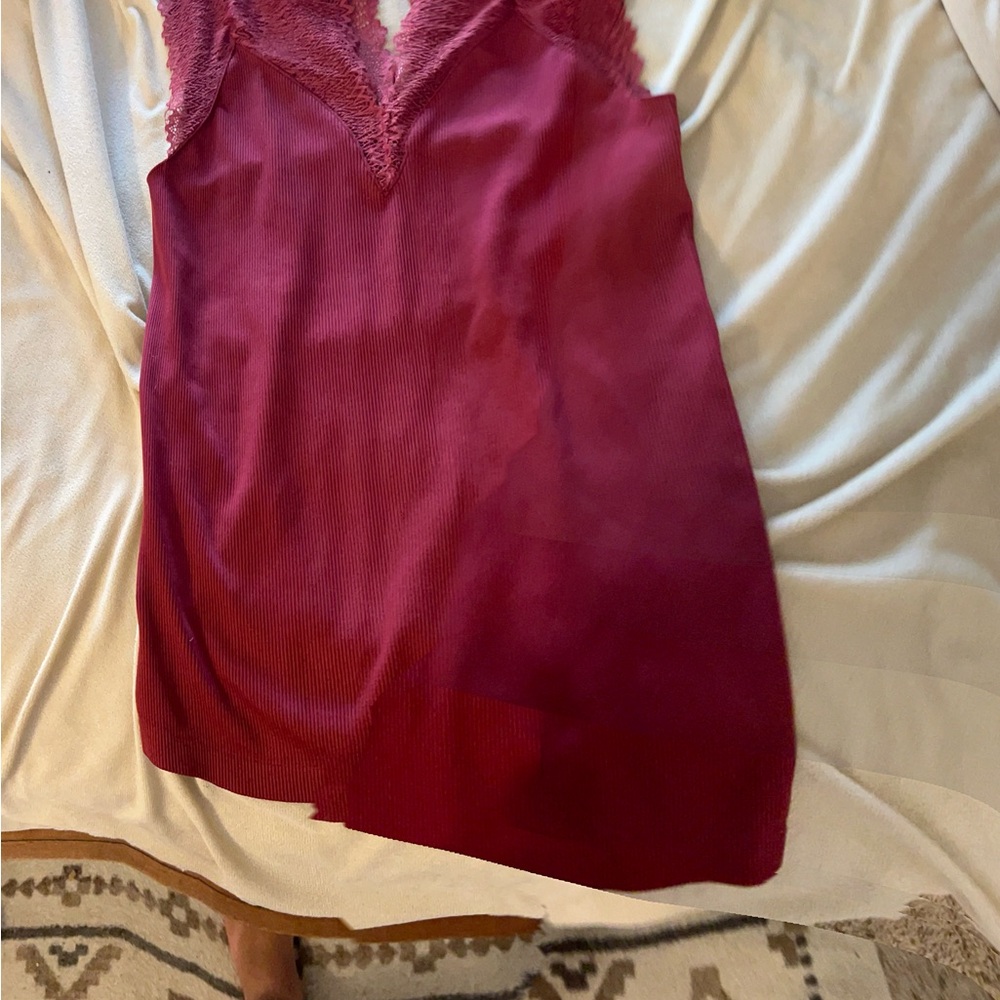 Elegant Burgundy Lace Trim Top